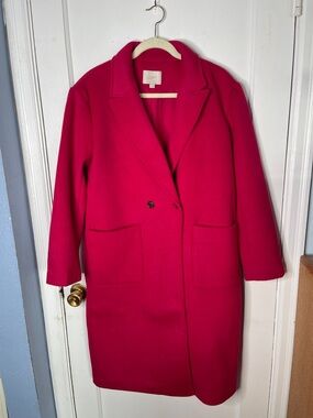 Loft Small Pea Coat Raspberry Pink Double Breasted Office Ladies S Soft Jacket